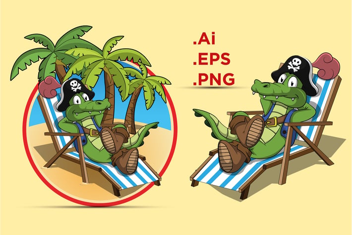 Crocodile pirates on the beach