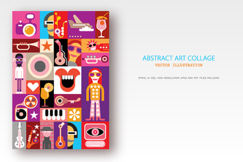 Music Festival Pop Art Collage vector illustration