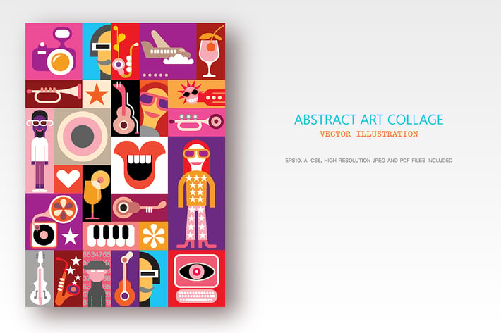 Music Festival Pop Art Collage vector illustration