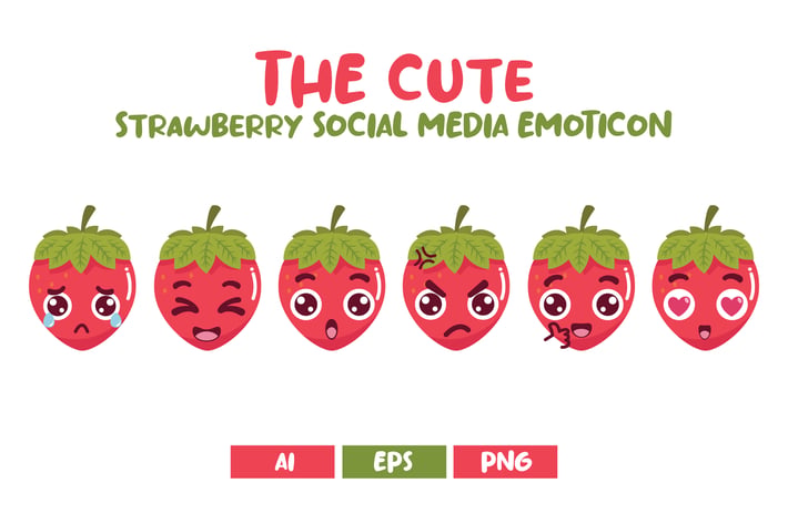 Cute Strawberry Social Media Emoticon