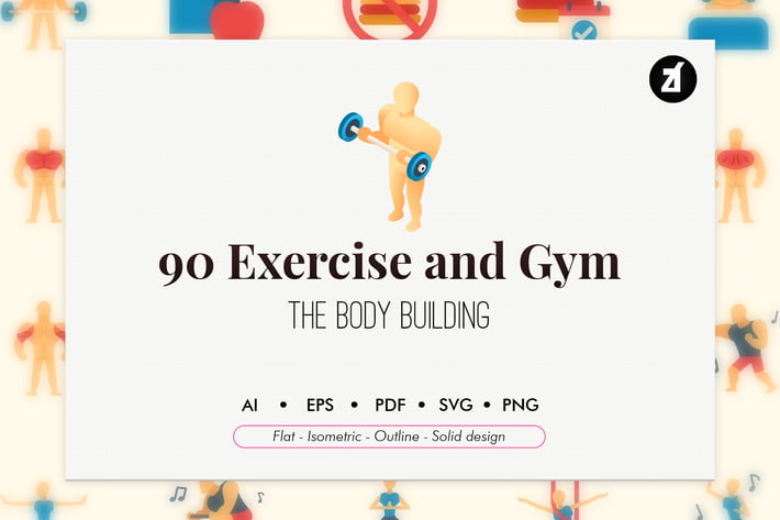 90 Exercise and gym icon pack