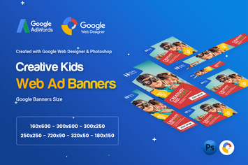 Kids Creative & School Banners Ad - GWD & PSD