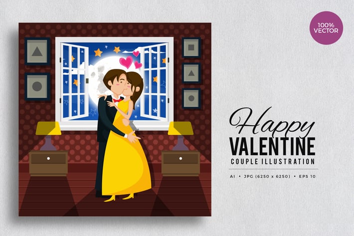 Romantic Valentine Couple Kiss Vector Vol.3