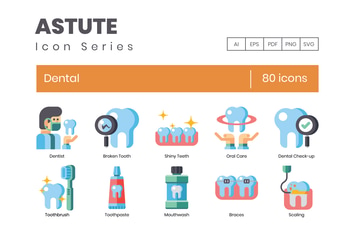80 Dental Flat Icons