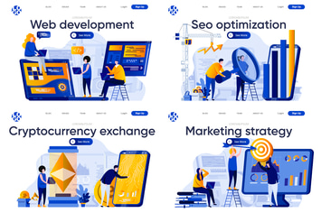 Collection Web Page Flat Concept with People