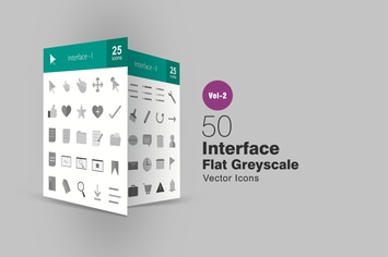 50 Interface Greyscale Icons