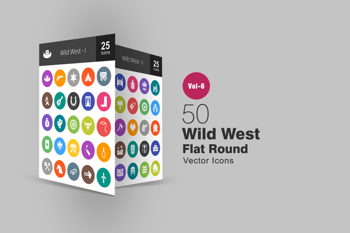 50 Wild West Glyph Multicolor BG  Icons