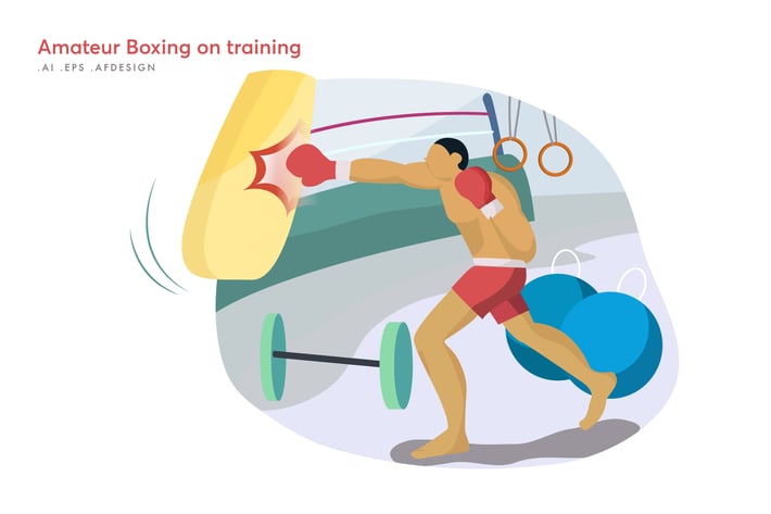Amateur Boxing on training Vector Illustration