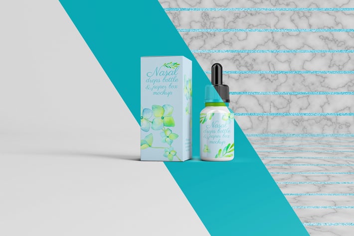 Nasal Drops Bottle/ Paper Box Mockup