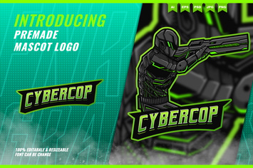 Cybercop Shooter - Mascot Esport Logo Template