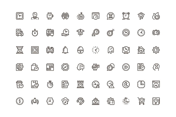 Time Unique Web Line Icons Pack