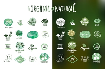 Organic food stickers and badges