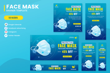Face Mask Banner Ads Set Template