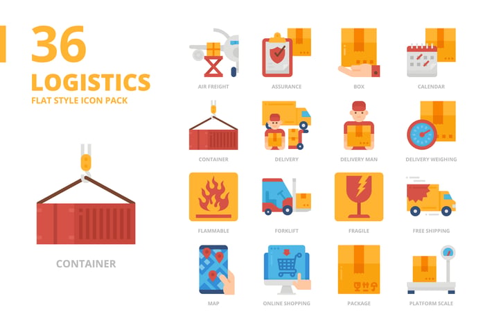 Logistics Flat Style Icon Set