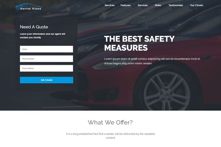 Rental Rides Unbounce Landing Page 