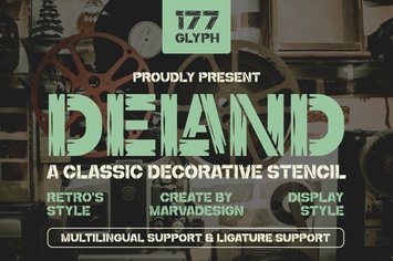 Deland - A Classic Decorative stencil Font