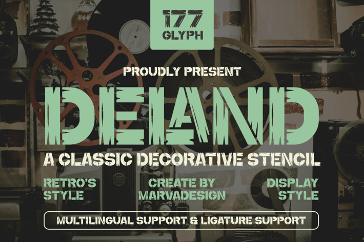 Deland - A Classic Decorative stencil Font