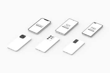 P40 Phone S21 Phone & iPhone 12 Mockup