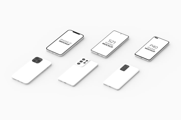 P40 Phone S21 Phone & iPhone 12 Mockup