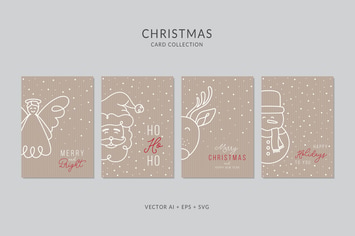 Christmas Greeting Card Vector Set