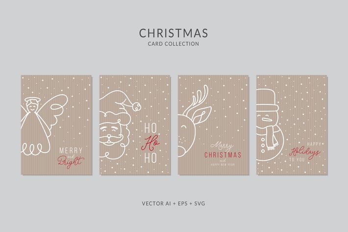 Christmas Greeting Card Vector Set