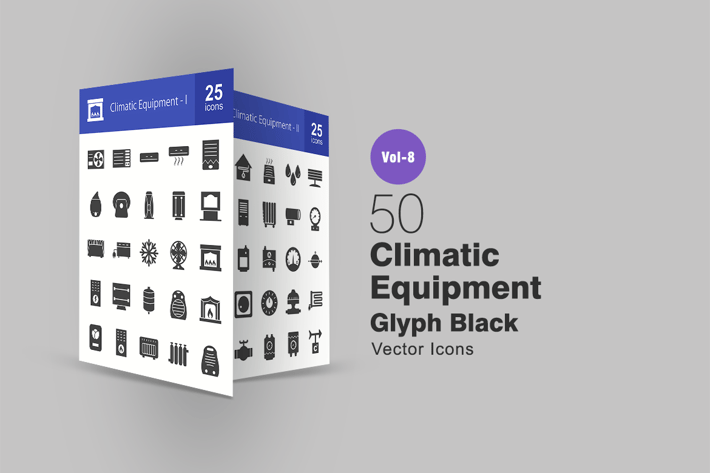 50 Climatic Equipment Glyph Icons