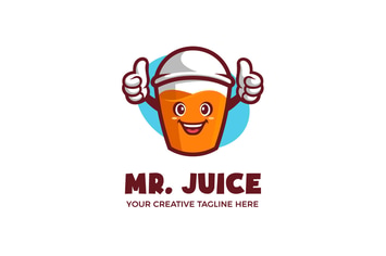Fresh Juice Cartoon Mascot Logo Template