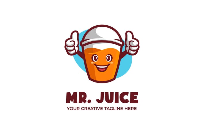 Fresh Juice Cartoon Mascot Logo Template