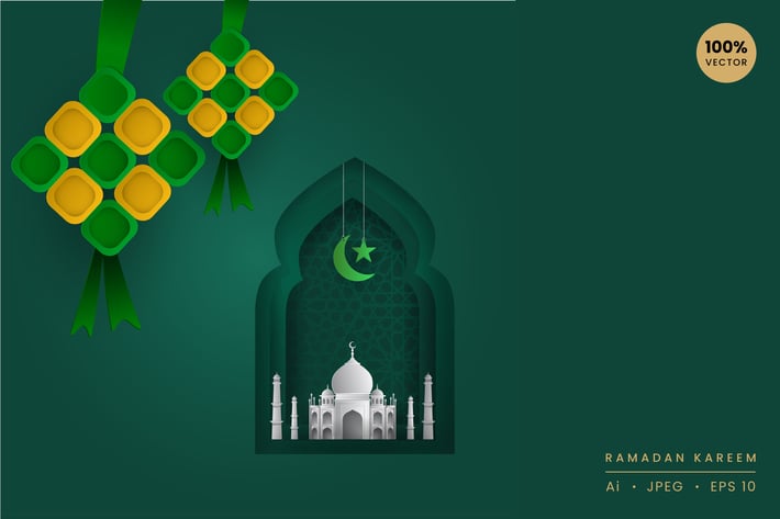 Ramadan kareem Paper Art Vector Card Vol.5