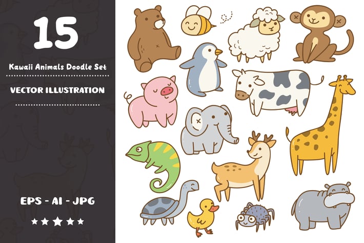 Kawaii Animals Doodle Set