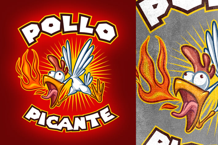 Cartoon Spicy Chicken Mascot Logo