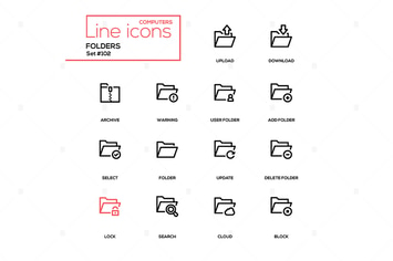 Folders - modern line design icons set