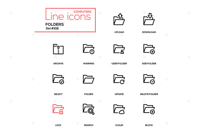Folders - modern line design icons set