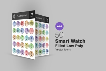 50 Smart Watch Filled Low Poly Icons
