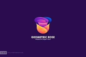 Geometric Rose Color Logo Template