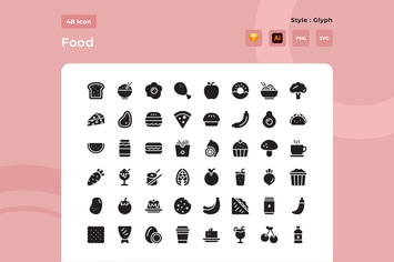 Food And Drink Glyph Style Icon Pack