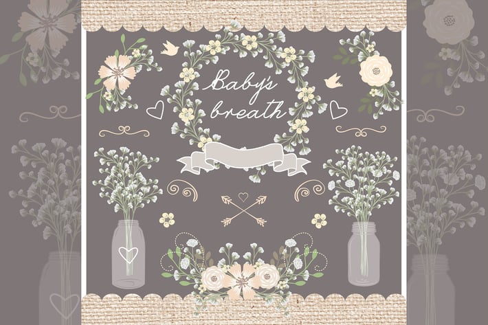 Vector Rustic baby's breath wedding design