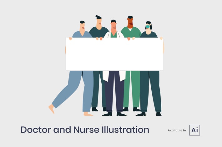 Doctor and nurse holding sign board