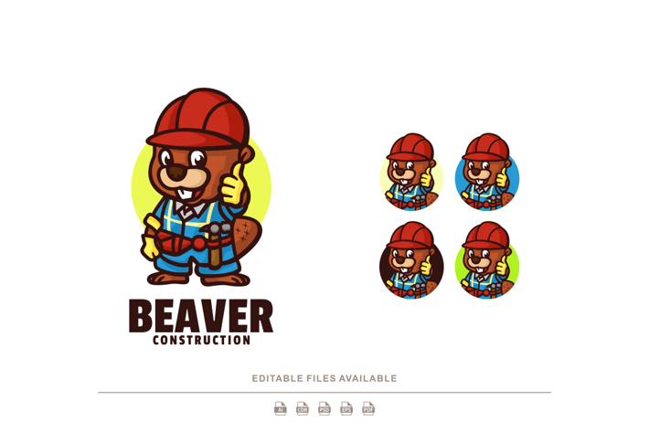 Beaver Cartoon Character Logo