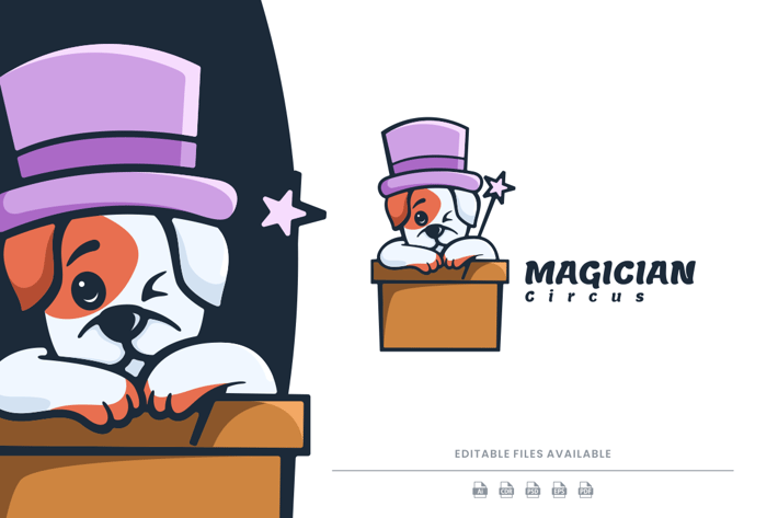 Magician Puppy Cartoon Logo