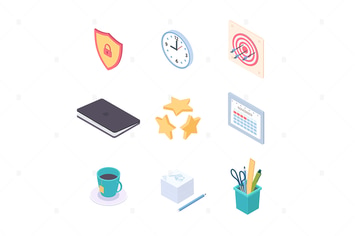 Office supplies - vector isometric elements