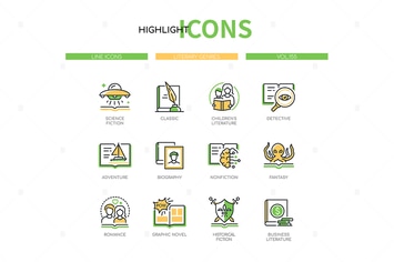 Literary Genres - Line Design Style Icons