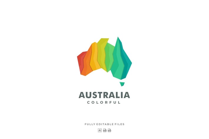 Australian Continent Gradient Colorful Logo