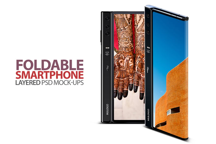 Mate X Smartphone Layered PSD Mock-Ups 