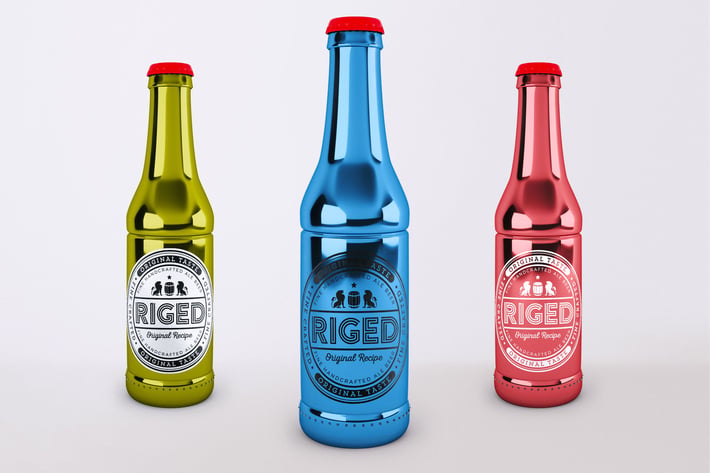 Colorful Metal Beer Bottle Mock-Up