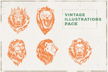Vintage Lion Illustration Pack