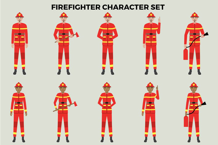 Firefighter Character Set – Illustrations