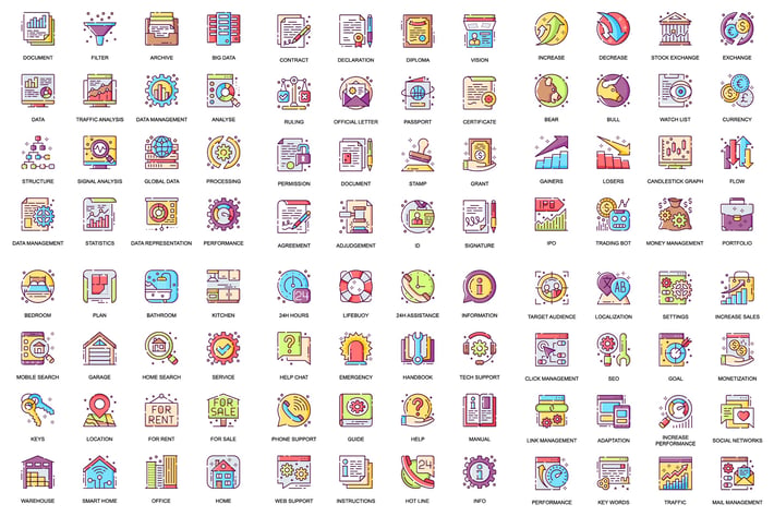 Business Flat Line Icons Pack