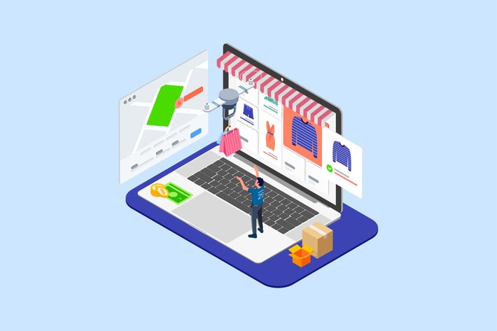 Drones Delivery Isometric Illustration - T2