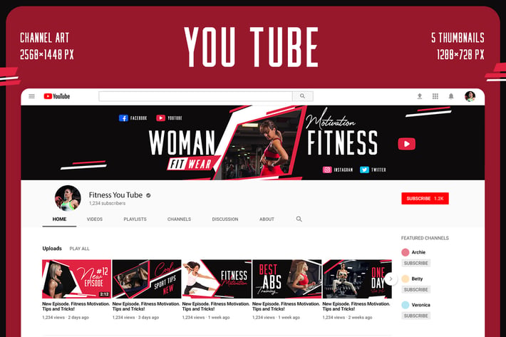 Fitness YouTube Covers + Thumbnails